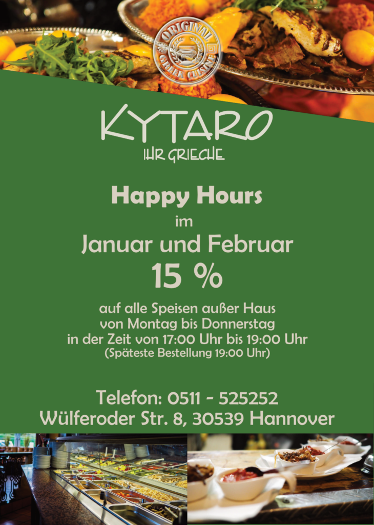 Ankündingung Happy Hours im Januar und Februar