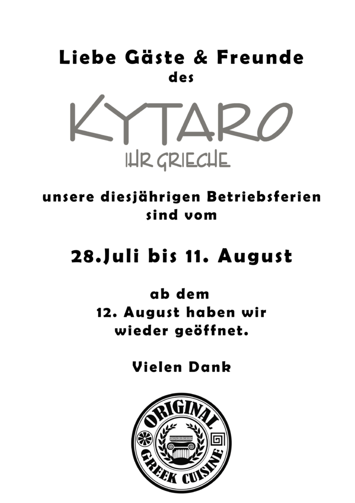 Urlaub vom 28. Juli bis 11. August
